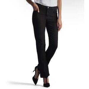 NWT Lee Womens Black Onyx Straight Leg Relaxed Fit Mid Rise Jeans Size 14 Medium